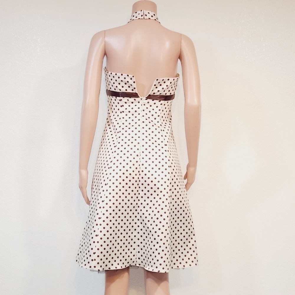 Zum ZUM by Niki Livas White And Brown Polkadot Halter 50s Style Deeds Sz 5/6 - Picture 7 of 13